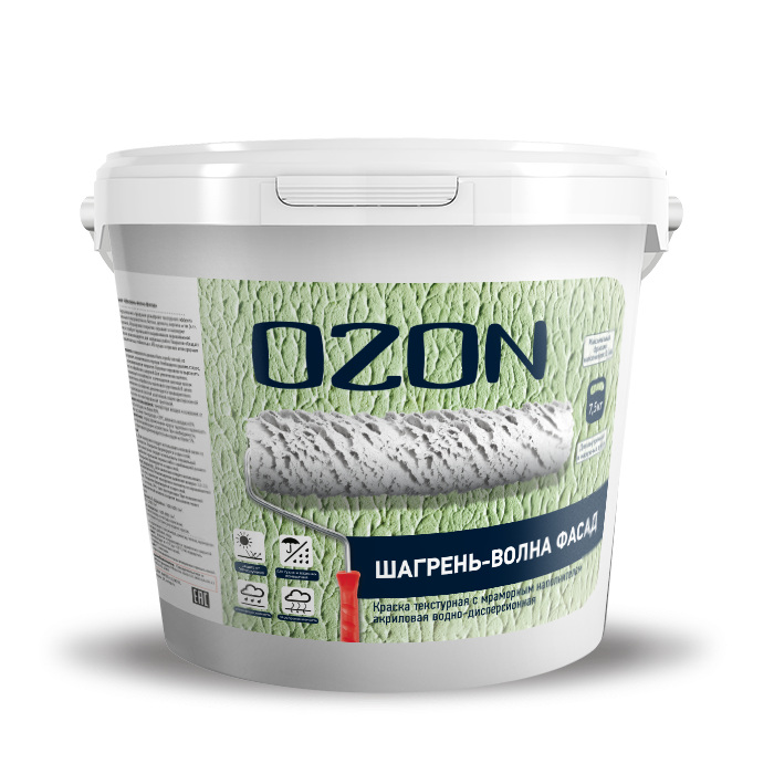 Краска фактурная OZON Шагрень-волна фасад ВД-АК-171СМ-7,5 С (бесцветная)  морозостойкая